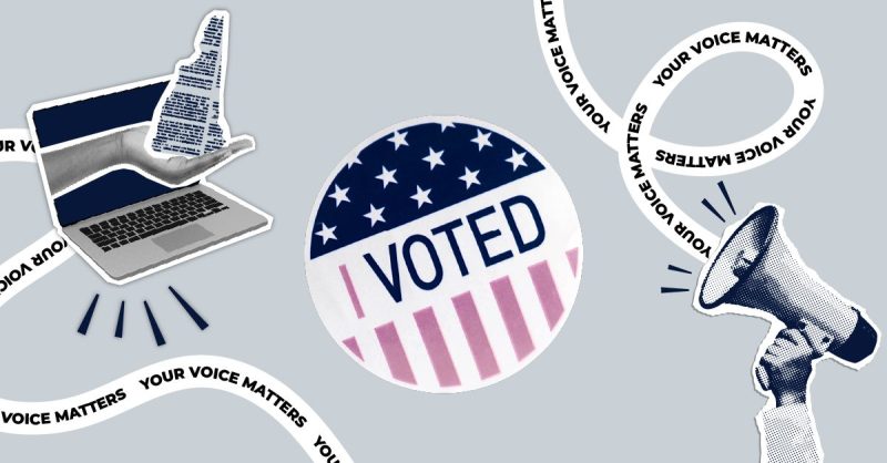 I Voted sticker on branded elections background. (Courtesy)