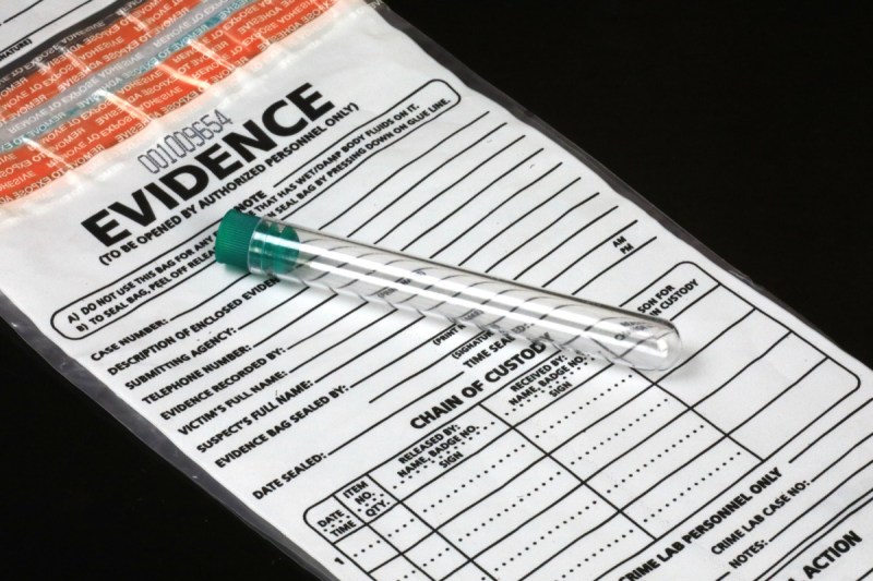 DNA Evidence bag for storing sexual assault crime scene clues. (Via Getty Images)