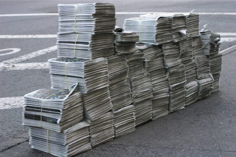 Stack of newspaper. (Via Getty Images)