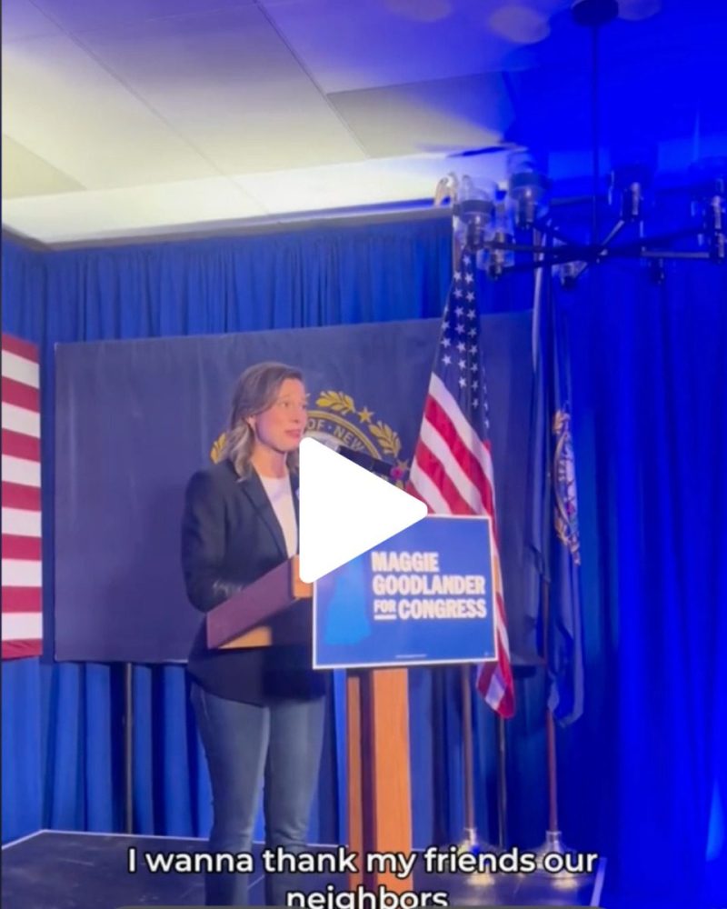 Maggie woodlander giving her winning speech